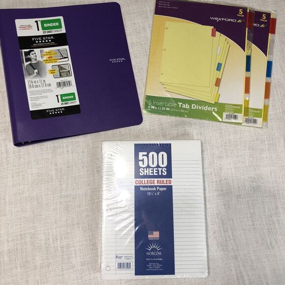 Back to School Essentials Supplies Pack Kit Bundle ~ Binder| 500 Paper | Divider - Picture 7 of 7